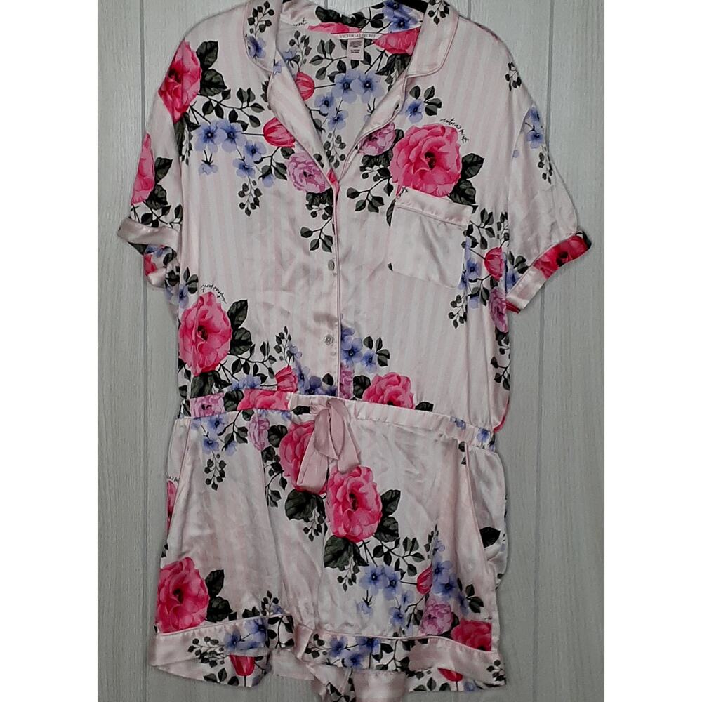 Victoria Secret's Floral Romper Size XL One Piece Pink Tie at the Waist